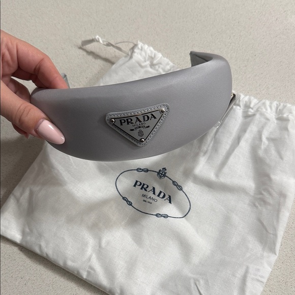 Authentic Prada Silver Logo Headband - Picture 4 of 8